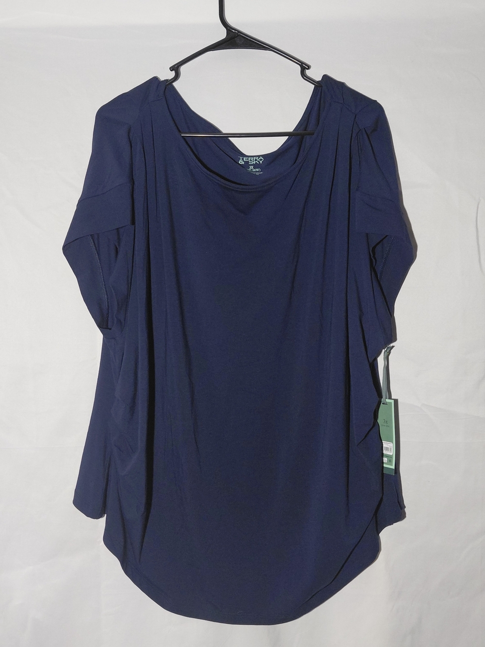 Navy Blue Women's Draped Short Sleeve Top NWT